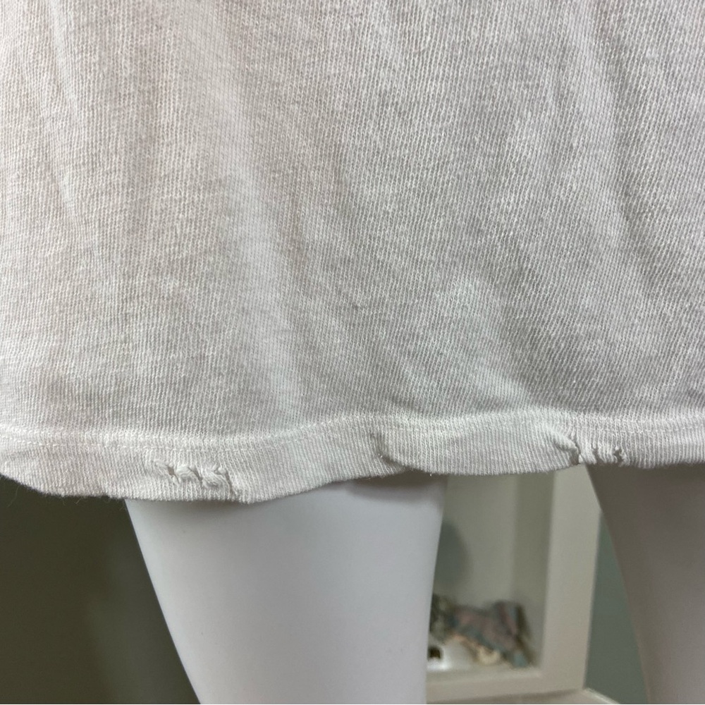 We The Free People Rubi Ivory Bone White Distressed Short Sleeve Tee T Shirt XL - Picture 7 of 13